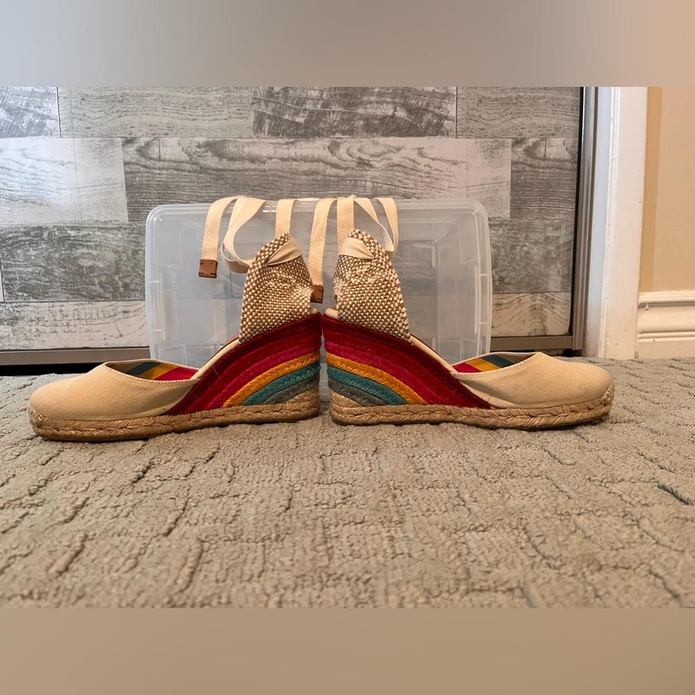 Castaner x Paul Smith rainbow lace-up espadrille wedges size 37 🌈